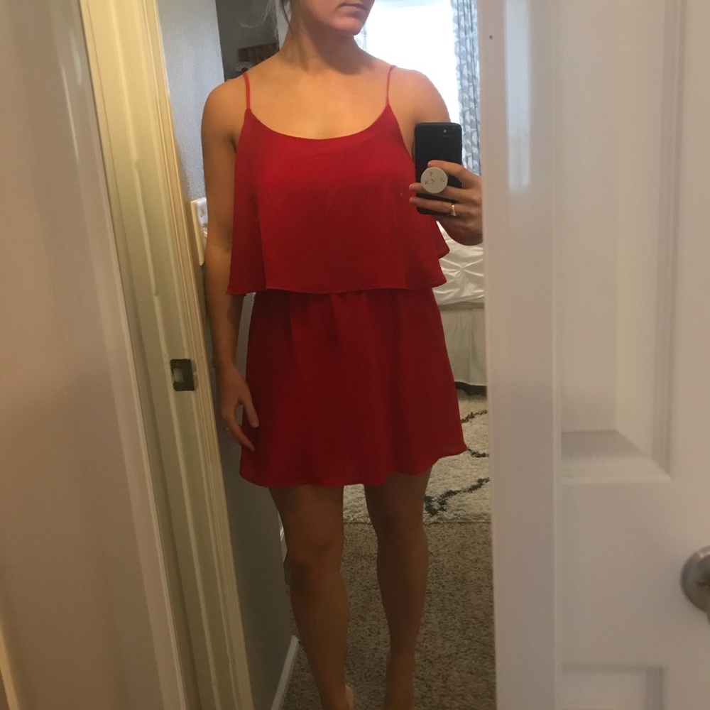 Red dress with open back